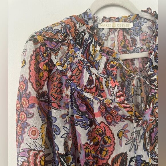 Marie Oliver Silk Blend Peasant Blouse M - Picture 2 of 6